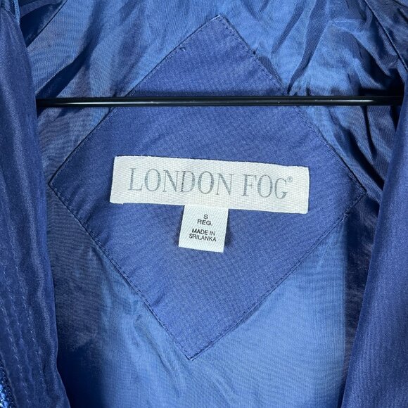London Fog Parka Jacket Women’s Size S Blue Utility Raincoat with Removable Hood - Picture 8 of 10
